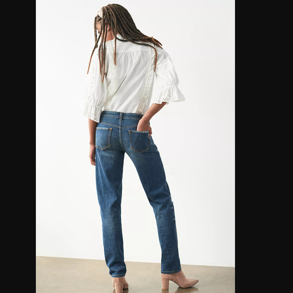 Anthropologie Slim Boyfriend Crop Distressed Jeans - New - 28 Waist - Picture 4 of 7